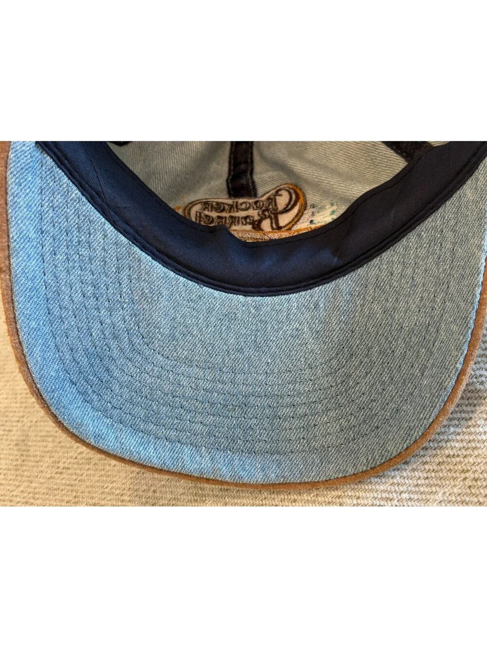 Vintage 90s Cracker Barrel 500 NASCAR Hat Washed Denim Suede Brim Strapback VTG